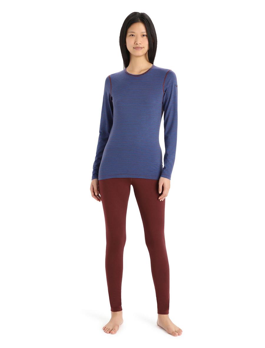 Lazurite / Espresso Icebreaker Merino 200 Oasis Long Sleeve Crewe Thermal Top Women's Base Layers | AU 1926NWYB